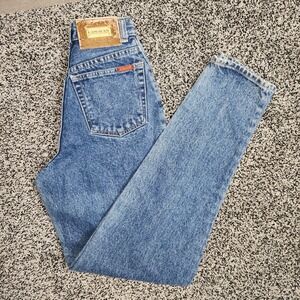 vtg 90s lawman Hi Rise Tapered jeans Western Jr Sz 1,Mom Jean Retro Darkwash Hip